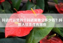 抖店代运营开个抖店需要交多少钱？抖店入驻条件有哪些