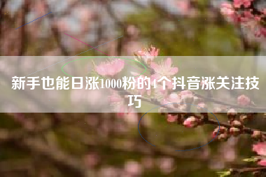 新手也能日涨1000粉的4个抖音涨关注技巧